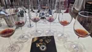 Lineup of one set of wines at the Chianti Classico Tasting Photo Credit: Cathrine Todd